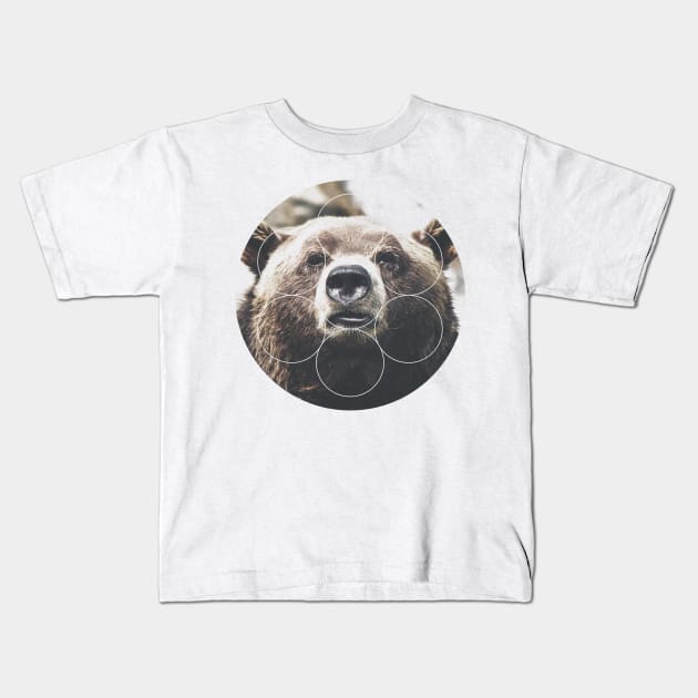 Big Bear Buddy Geometric Photography Kids T-Shirt by deificusArt